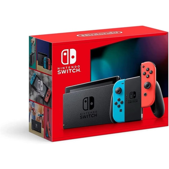 Nintendo Switch Console with Neon Red and Neon Blue Joy‑Con